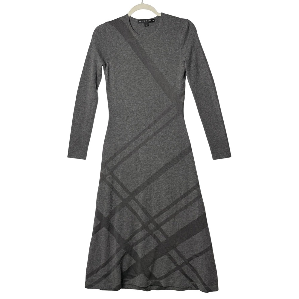 Vtg Ralph Lauren Black Label Knit Dress S Cashmere Silk Midi Fall Winter READ